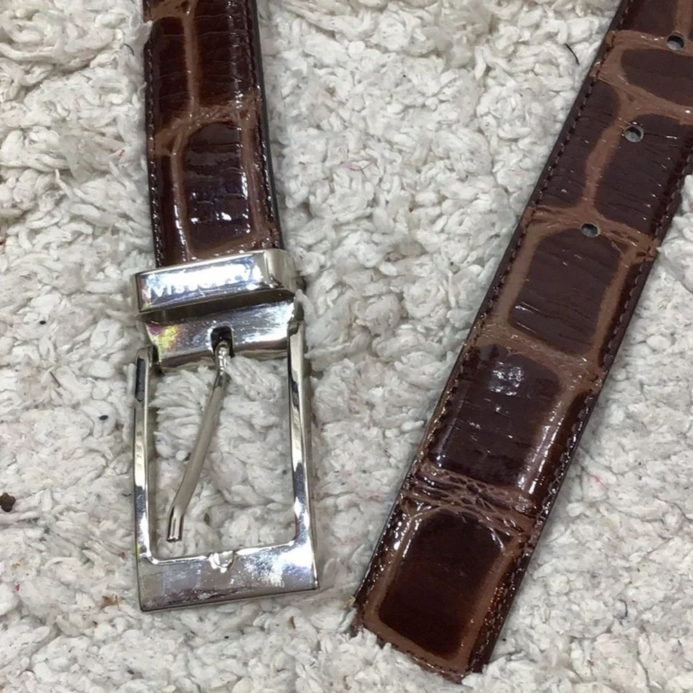 Tateossian London brown croc leather belt Italy 38